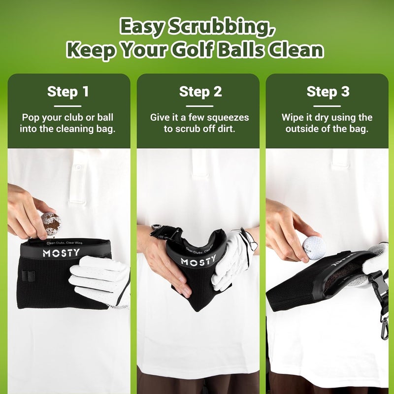 MOSTY Golf Club & Ball Cleaner Bag,Durable Golf Club Cleaning Kit and Ball Washer Pouch,Club Cleaner for Golf Bag, Golf Gifts for Men Women Golfers Him Unique, Essential Golf Accessories - Image 5